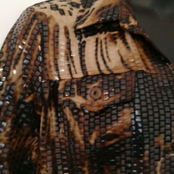 Trending! NWT! Elementz embellished jungle print jacket/top, Sz Medium - Picture 4 of 8
